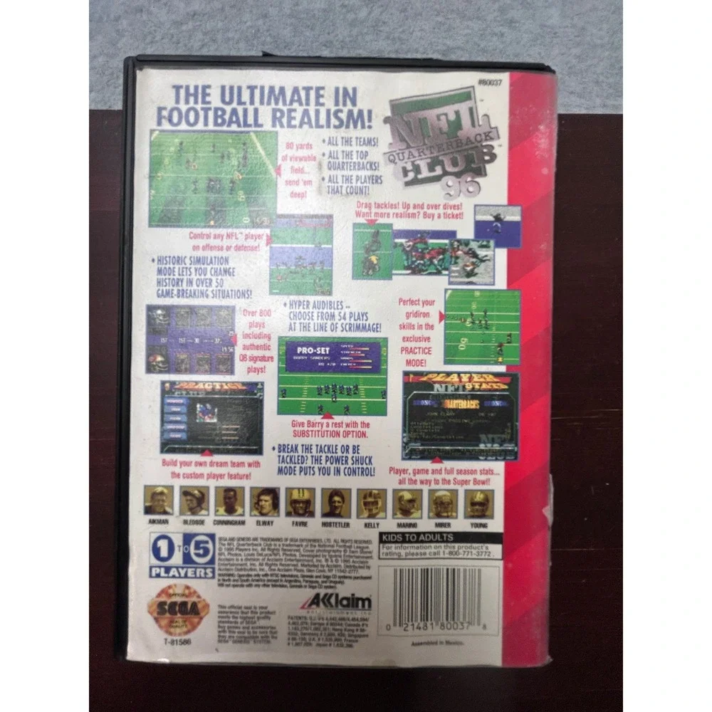 NFL Quarterback Club 96 Sega Genesis CIB Acclaim Sports Football Game T-81586